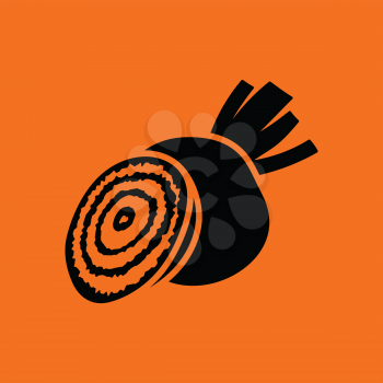 Beetroot  icon. Orange background with black. Vector illustration.