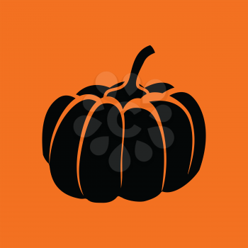 Pumpkin icon. Orange background with black. Vector illustration.