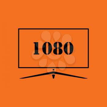 Wide tv icon. Orange background with black. Vector illustration.