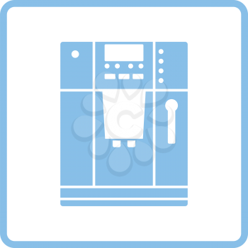 Kitchen coffee machine icon. Blue frame design. Vector illustration.