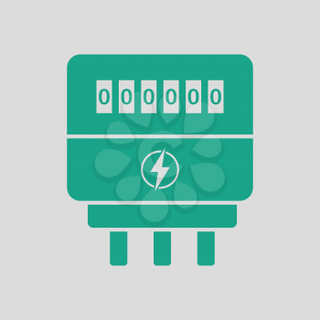 Electric meter icon. Gray background with green. Vector illustration.