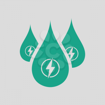 Hydro energy drops  icon. Gray background with green. Vector illustration.