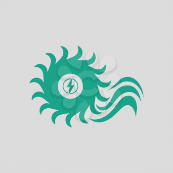 Water turbine icon. Gray background with green. Vector illustration.