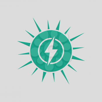 Solar energy icon. Gray background with green. Vector illustration.
