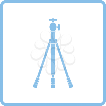 Icon of photo tripod. Blue frame design. Vector illustration.