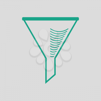 Icon of chemistry filler cone. Gray background with green. Vector illustration.
