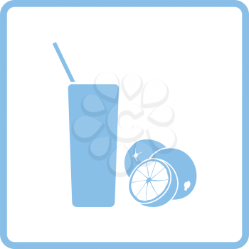 Orange juice glass icon. Blue frame design. Vector illustration.