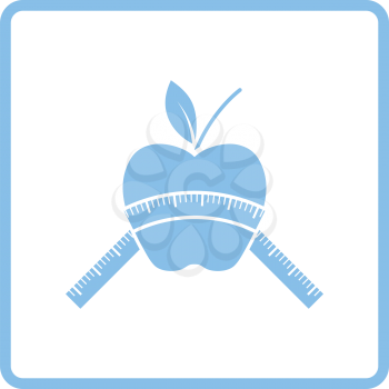 Apple with measure tape icon. Blue frame design. Vector illustration.