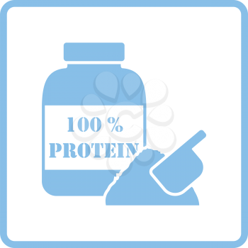 Protein conteiner icon. Blue frame design. Vector illustration.