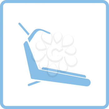 Treadmill icon. Blue frame design. Vector illustration.