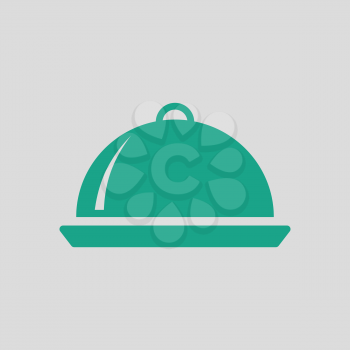 Restaurant  cloche icon. Gray background with green. Vector illustration.