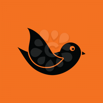 Bird icon. Orange background with black. Vector illustration.