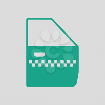 Taxi side door icon. Gray background with green. Vector illustration.