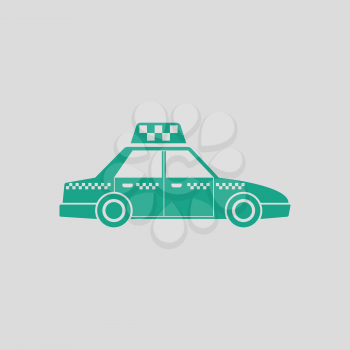 Taxi car icon. Gray background with green. Vector illustration.