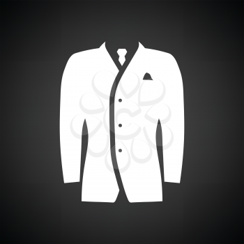 Mail suit icon. Black background with white. Vector illustration.