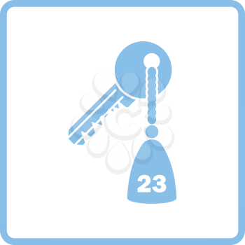 Hotel room key icon. Blue frame design. Vector illustration.