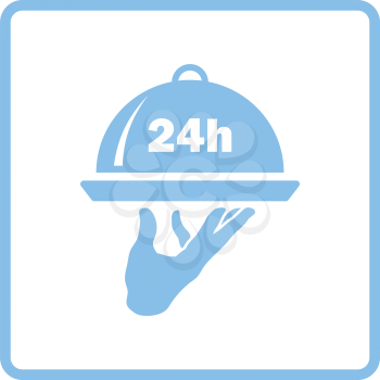 24 hour room service icon. Blue frame design. Vector illustration.