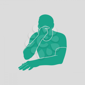 Thinking man icon. Gray background with green. Vector illustration.