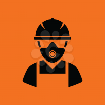 Repair worker icon. Orange background with black. Vector illustration.