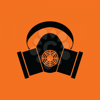 Dust protection mask icon. Orange background with black. Vector illustration.