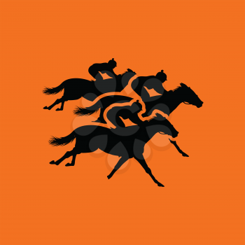 Horse ride icon. Orange background with black. Vector illustration.