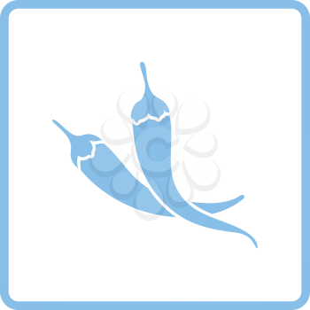 Chili pepper icon. Blue frame design. Vector illustration.