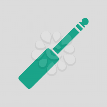 Music jack plug-in icon. Gray background with green. Vector illustration.