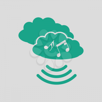 Music cloud icon. Gray background with green. Vector illustration.