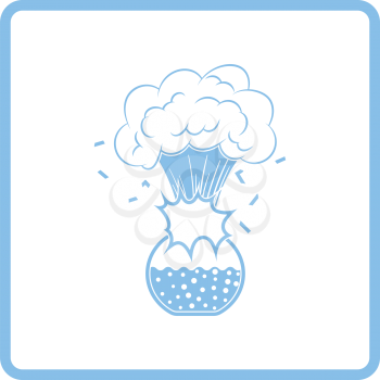 Icon explosion of chemistry flask. White background with shadow design. Vector illustration.