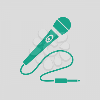 Karaoke microphone  icon. Gray background with green. Vector illustration.