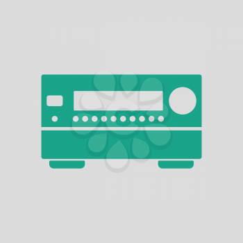 Home theater receiver icon. Gray background with green. Vector illustration.