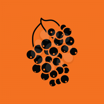 Black currant icon. Orange background with black. Vector illustration.