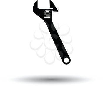 Adjustable wrench  icon. White background with shadow design. Vector illustration.