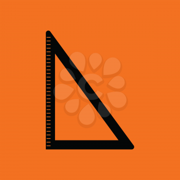 Triangle icon. Orange background with black. Vector illustration.