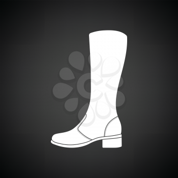 Autumn woman boot icon. Black background with white. Vector illustration.