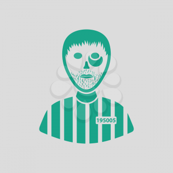 Prisoner icon. Gray background with green. Vector illustration.