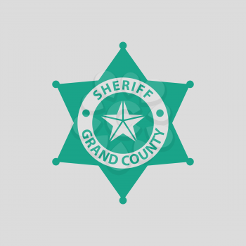 Sheriff badge icon. Gray background with green. Vector illustration.