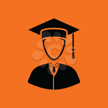Lawyer man icon. Orange background with black. Vector illustration.