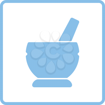 Mortar and pestel icon. Blue frame design. Vector illustration.