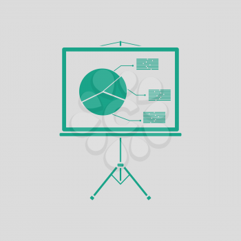 Presentation stand icon. Gray background with green. Vector illustration.