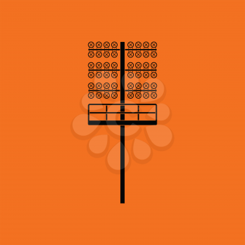 Soccer light mast  icon. Orange background with black. Vector illustration.