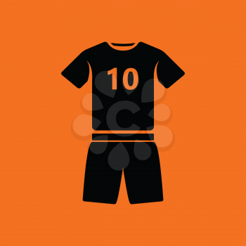 Soccer uniform icon. Orange background with black. Vector illustration.