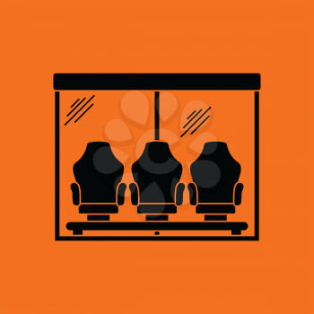 Soccer player's bench icon. Orange background with black. Vector illustration.