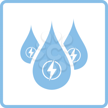 Hydro energy drops  icon. Blue frame design. Vector illustration.