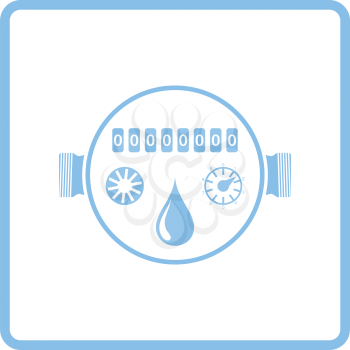 Water meter icon. Blue frame design. Vector illustration.