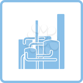 Chemical plant icon. Blue frame design. Vector illustration.