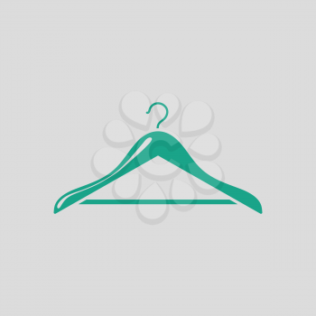Cloth hanger icon. Gray background with green. Vector illustration.