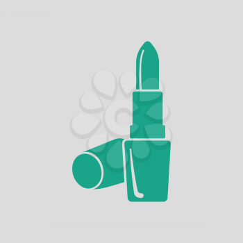 Lipstick icon. Gray background with green. Vector illustration.