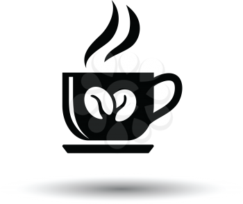Coffee cup icon. White background with shadow design. Vector illustration.