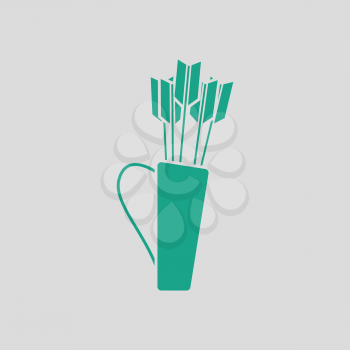 Quiver with arrows icon. Gray background with green. Vector illustration.